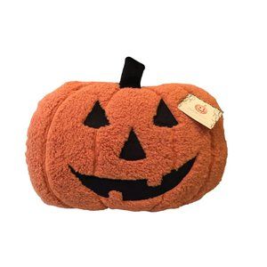 Halloween Home Sherpa Plush Stuffed Orange Jack o Lantern  15" x 17"